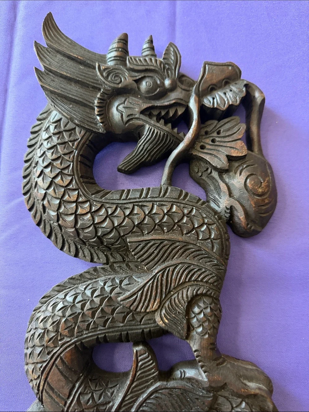 Vintage Hand Carved Wood Asian Dragon 🐉